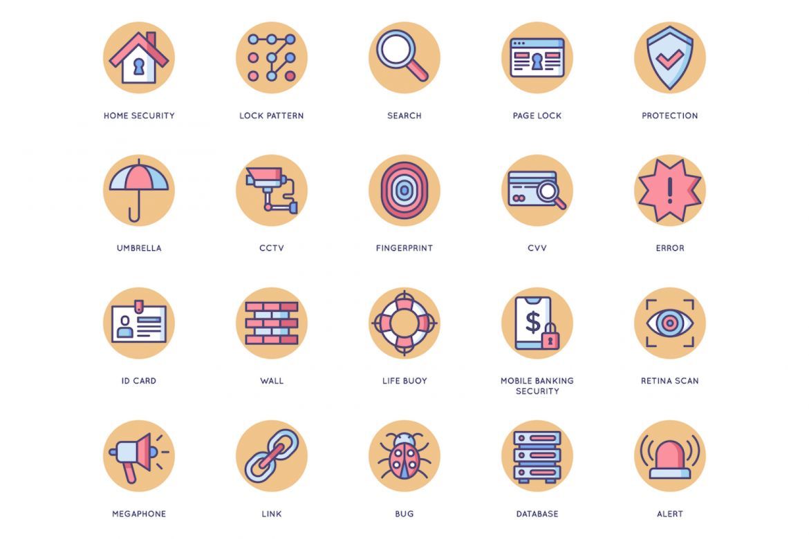 60 Security Icons | Butterscotch alternate