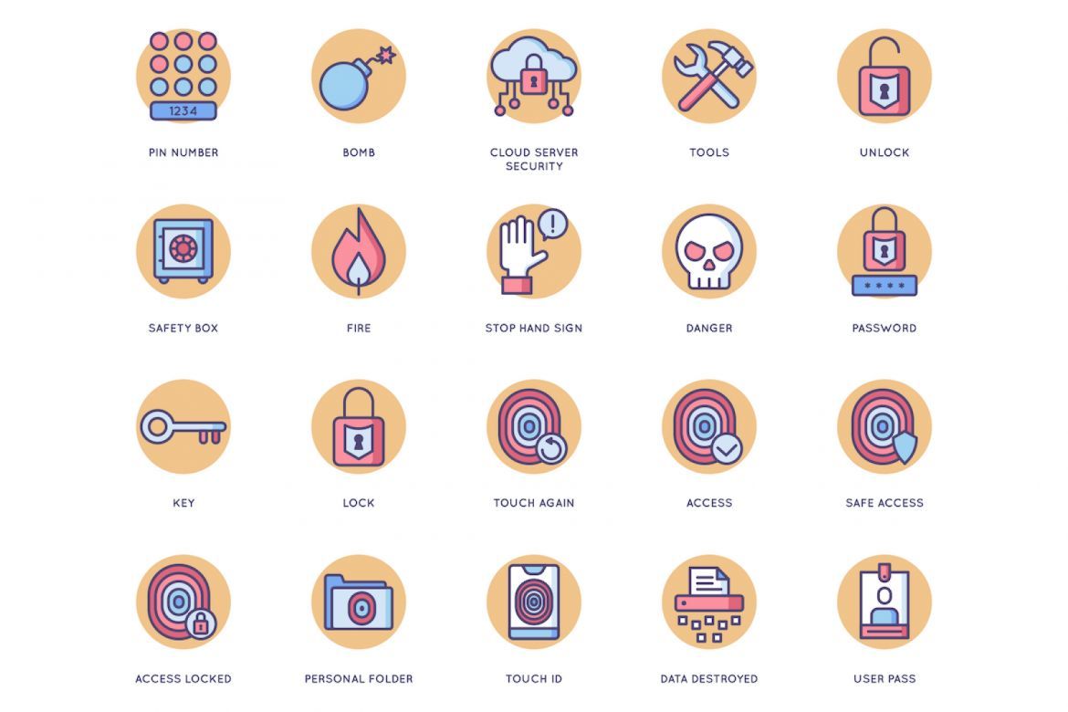 60 Security Icons | Butterscotch alternate