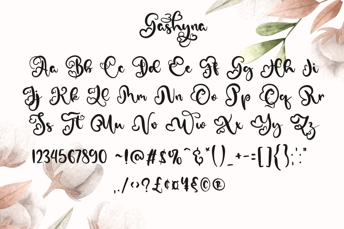 Gashyna Script - Free Font - view 10