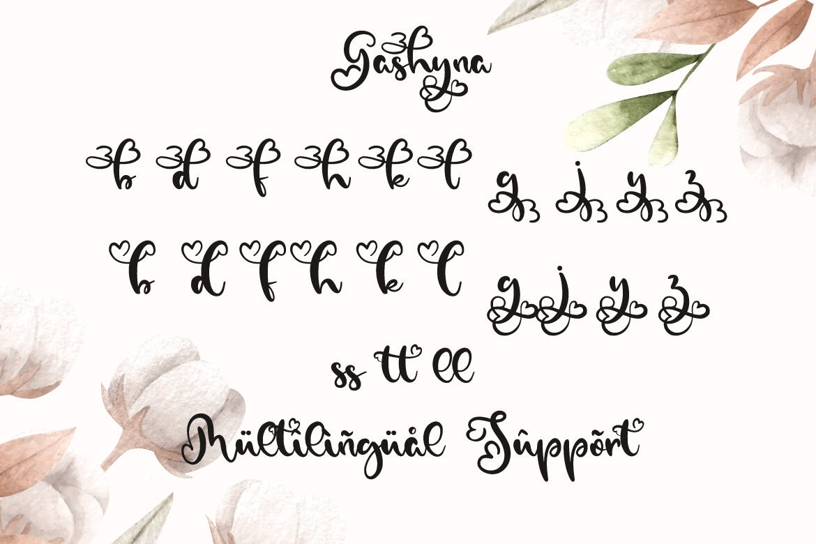 Gashyna Script - Free Font - view 11