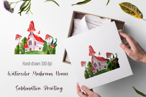 Mushroom House - Free Sublimation Illustration