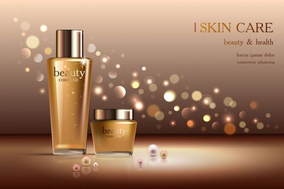 Cosmetic ads template. Gold & Shiny