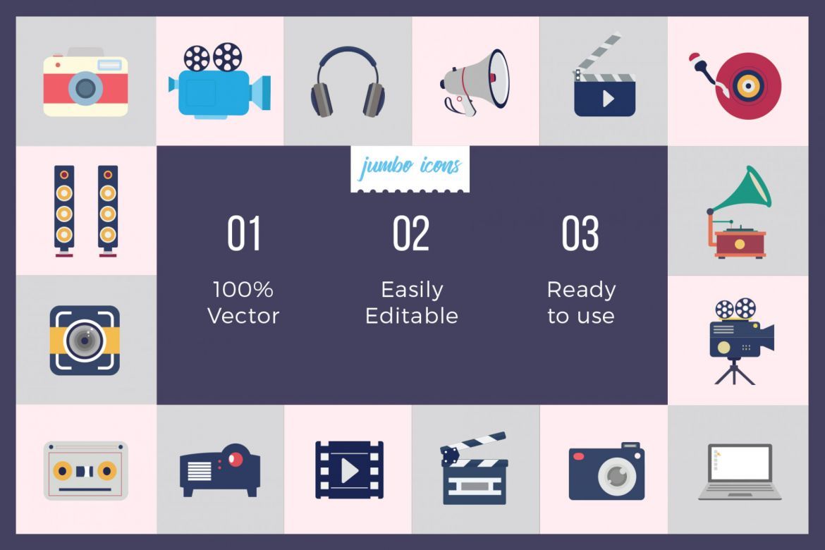 Flat Vector Icons Multimedia Pack alt