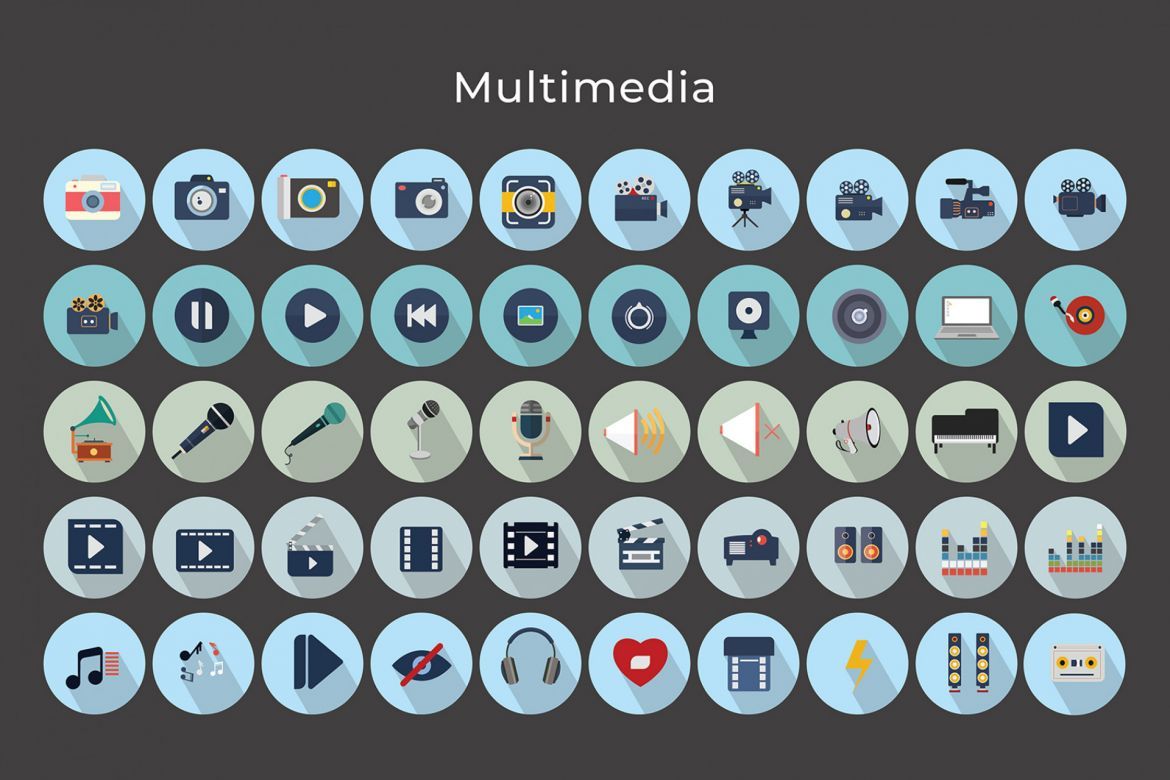 Flat Vector Icons Multimedia Pack - view 5