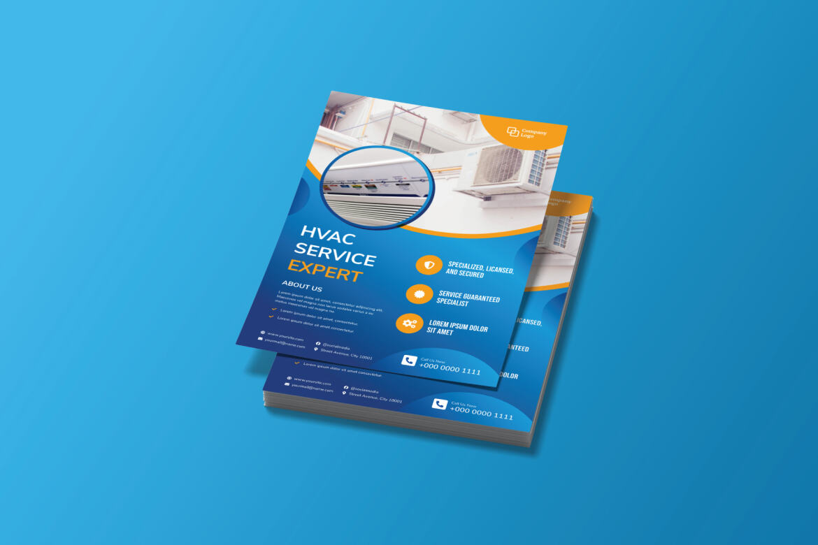Professional HVAC Service FREE Flyer Template alternate