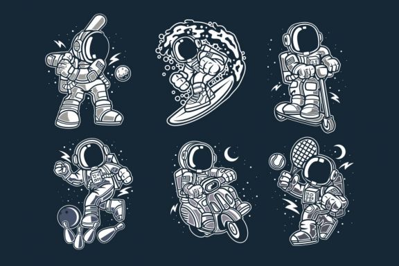 6 Astronaut Cartoon Character