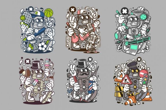 6 Robot Cartoon Cartoon Character