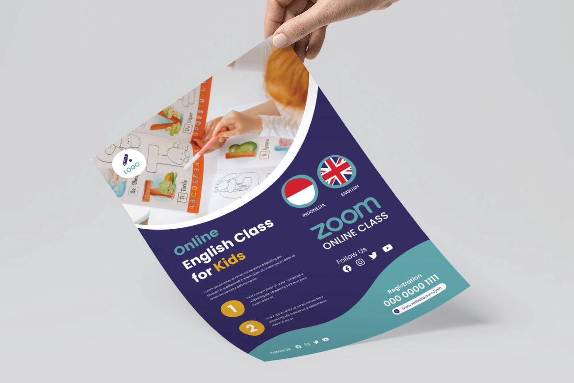 FREE Online Language Class Flyer Template - view 3