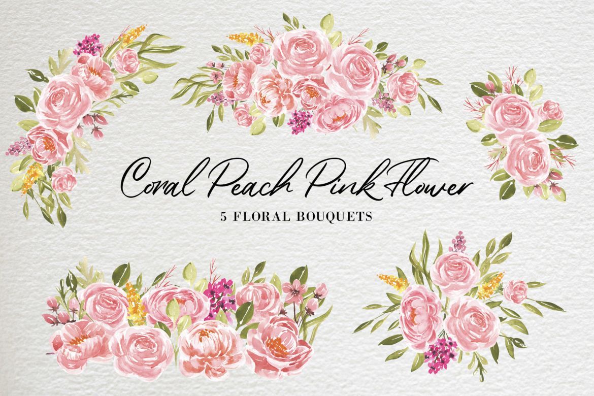 Coral Peach Pink Flower Watercolor alternate