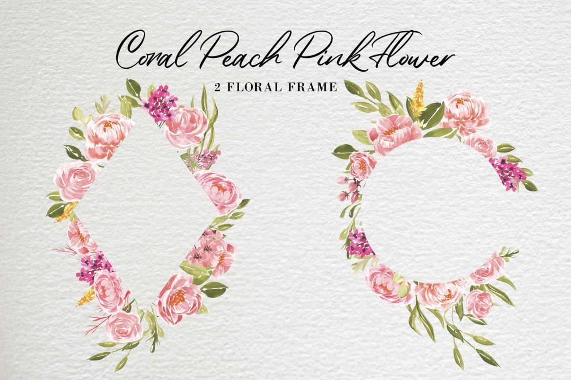 Coral Peach Pink Flower Watercolor alternate