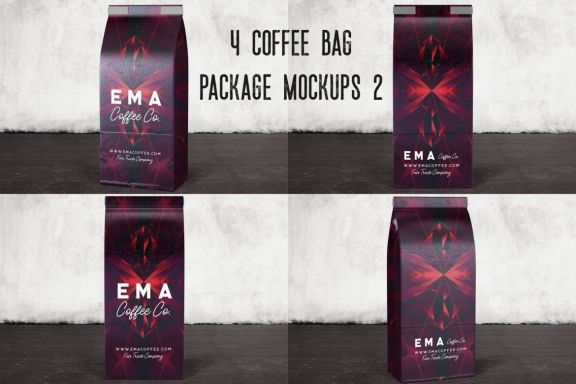 4 Coffee Bag Package Mockups 2