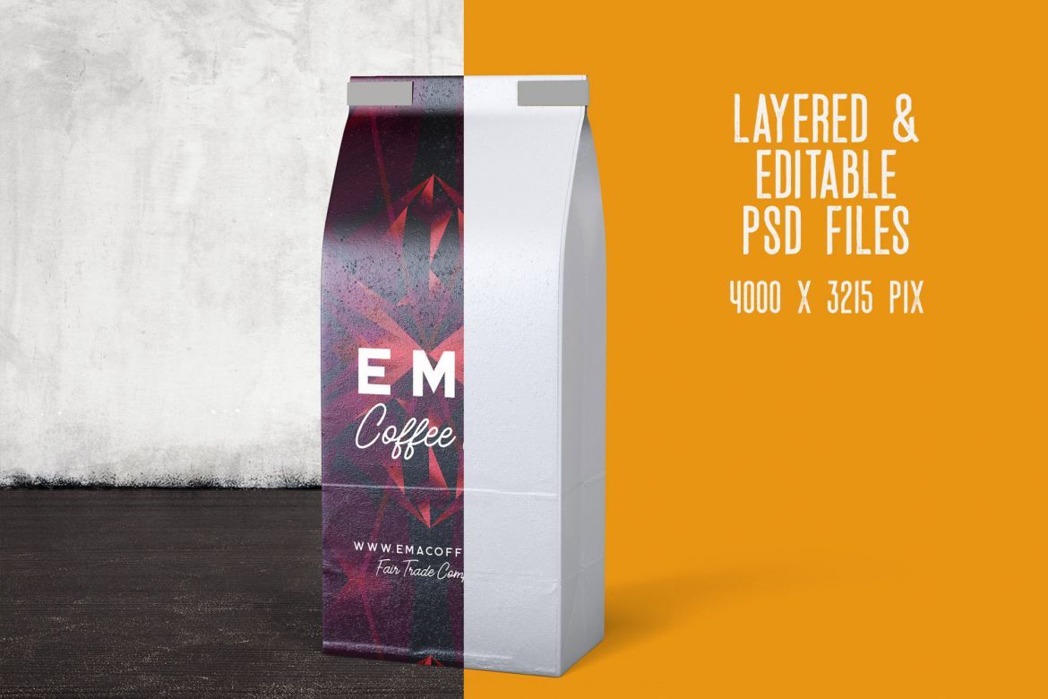 4 Coffee Bag Package Mockups 2 alternate