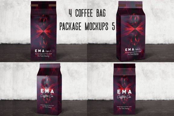 4 Coffee Bag Package Mockups 5