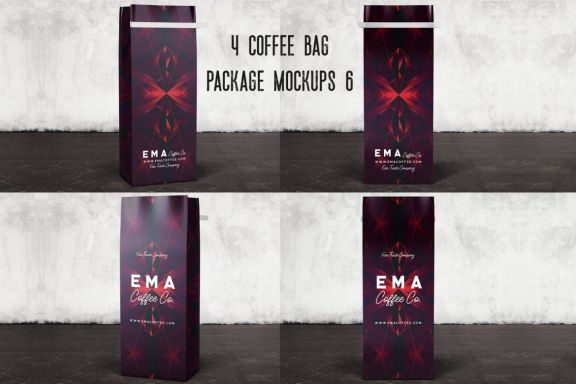 4 Coffee Bag Package Mockups 6