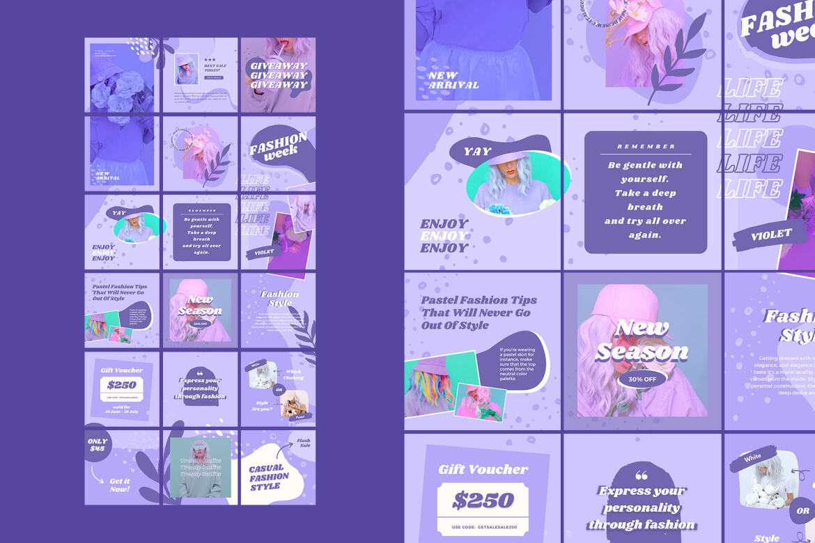 Fashion Violet Puzzle Instagram | Free CANVA Template  alternate