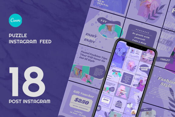 Fashion Violet Puzzle Instagram | Free CANVA Template 