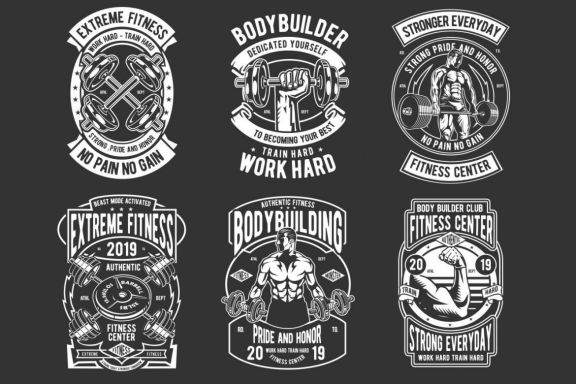6 Fitness Badge Design Set