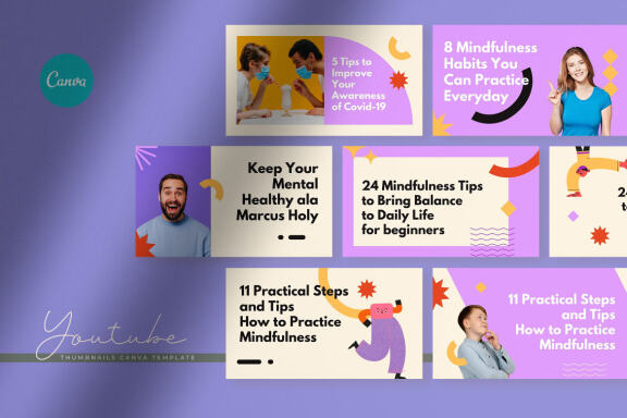 Mindful Tips Youtube Thumbnails FREE Canva