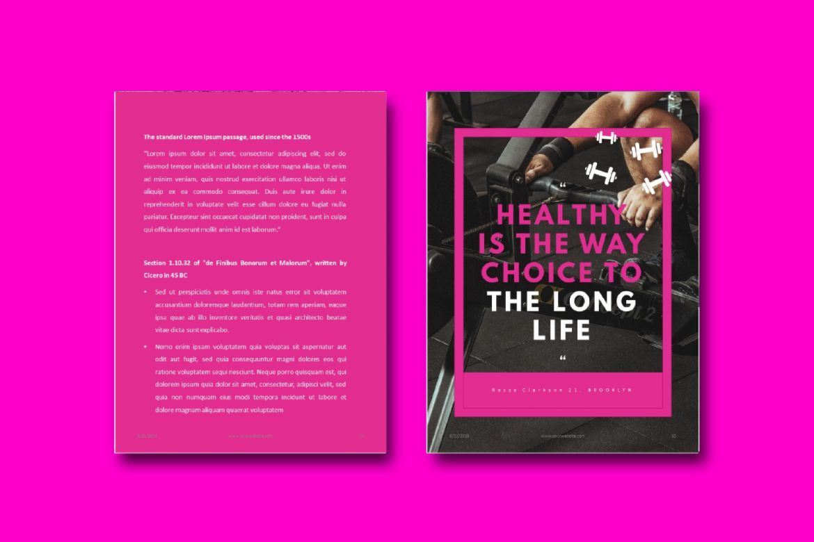 16 Pages Fitness Girl eBook Template PowerPoint - view 8