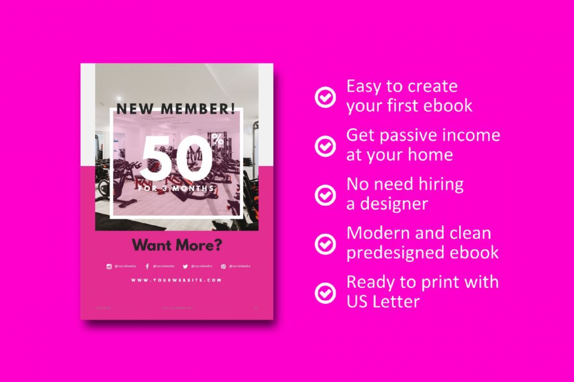 16 Pages Fitness Girl eBook Template PowerPoint - view 9