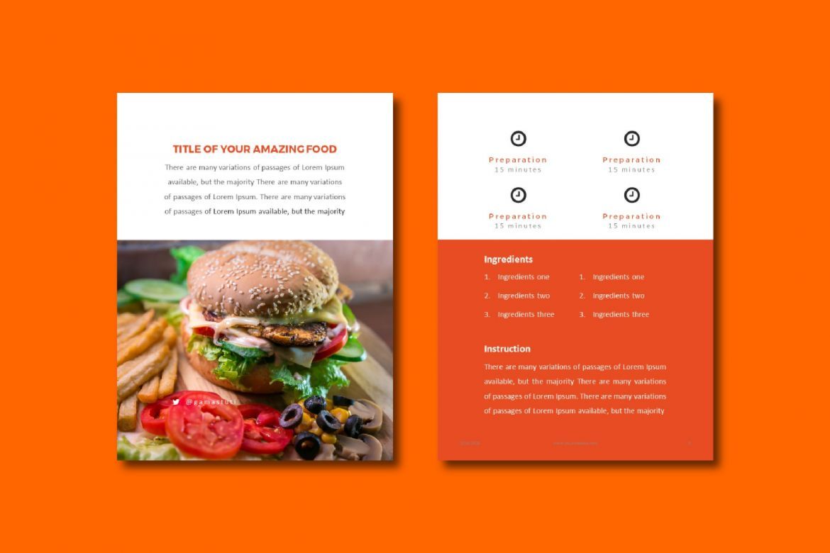 16 Pages Recipe eBook Template PowerPoint - view 3