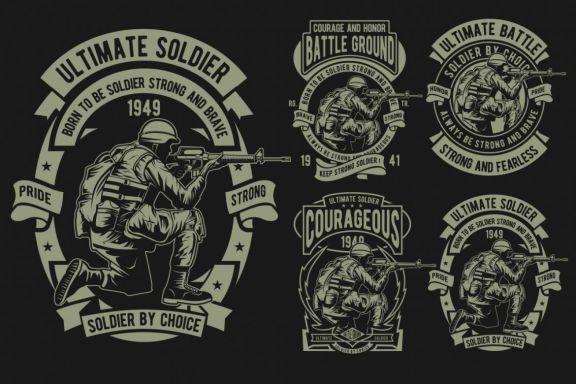 4 Soldier Army Badge Design Set