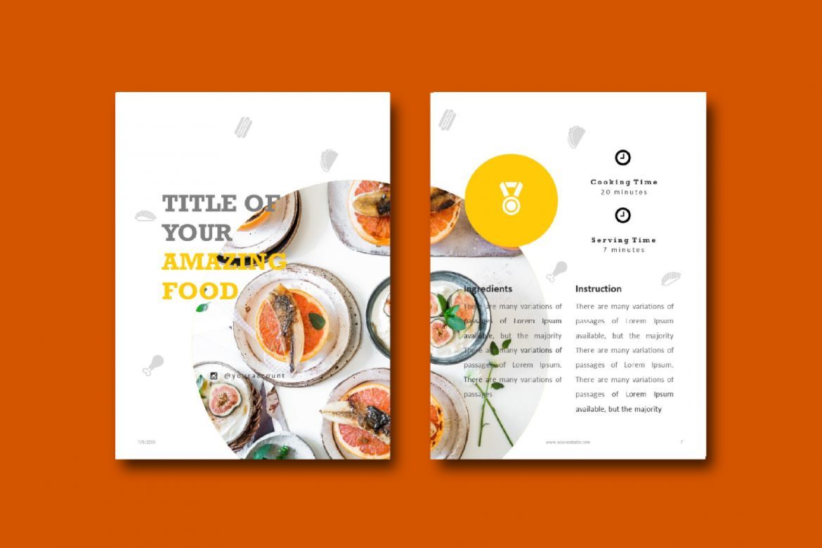 16 Pages Recipe eBook Template PowerPoint - view 4