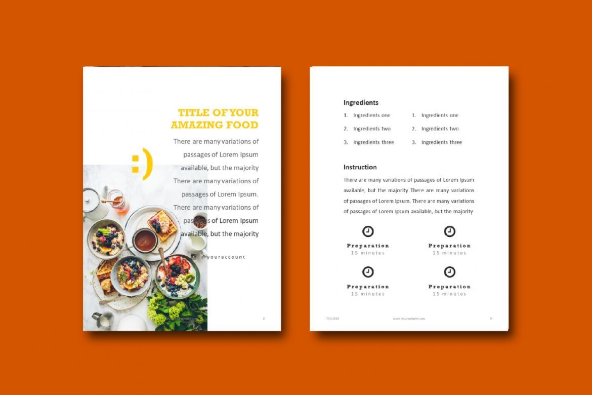 16 Pages Recipe eBook Template PowerPoint - view 7