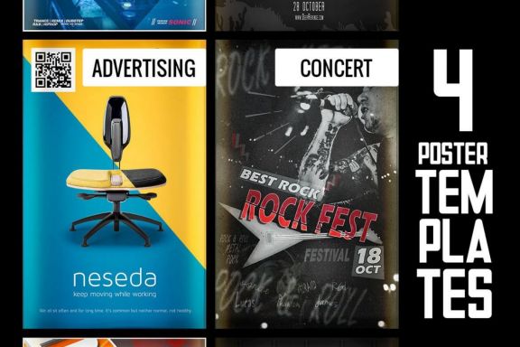 4 Poster Photoshop Templates