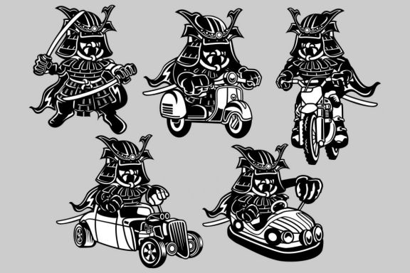 5 Samurai Cartoon Character