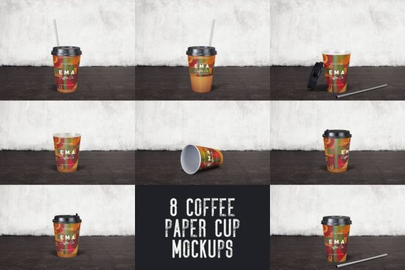8 Coffee Paper Cup Mockups
