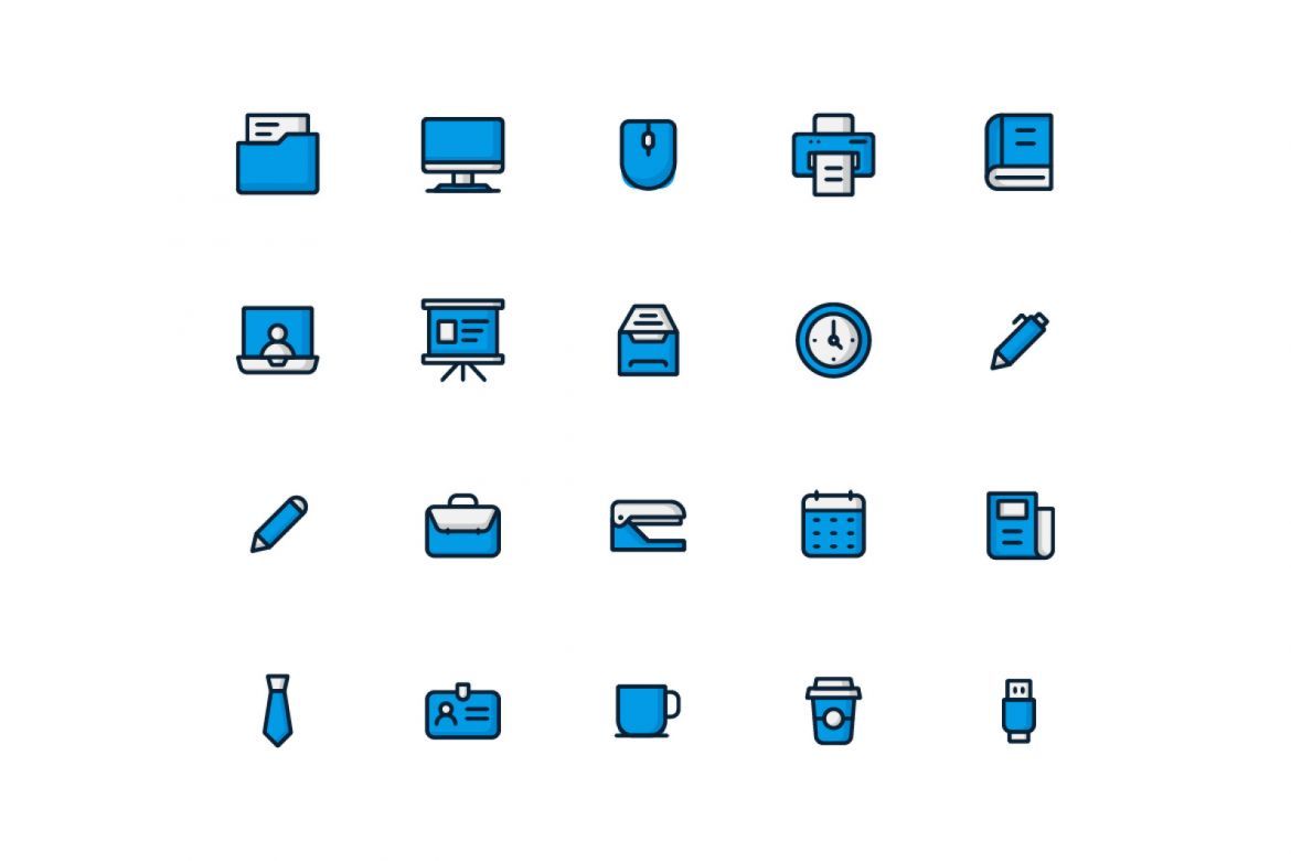 20 Office Icon Sets - Blue Filled Line alt