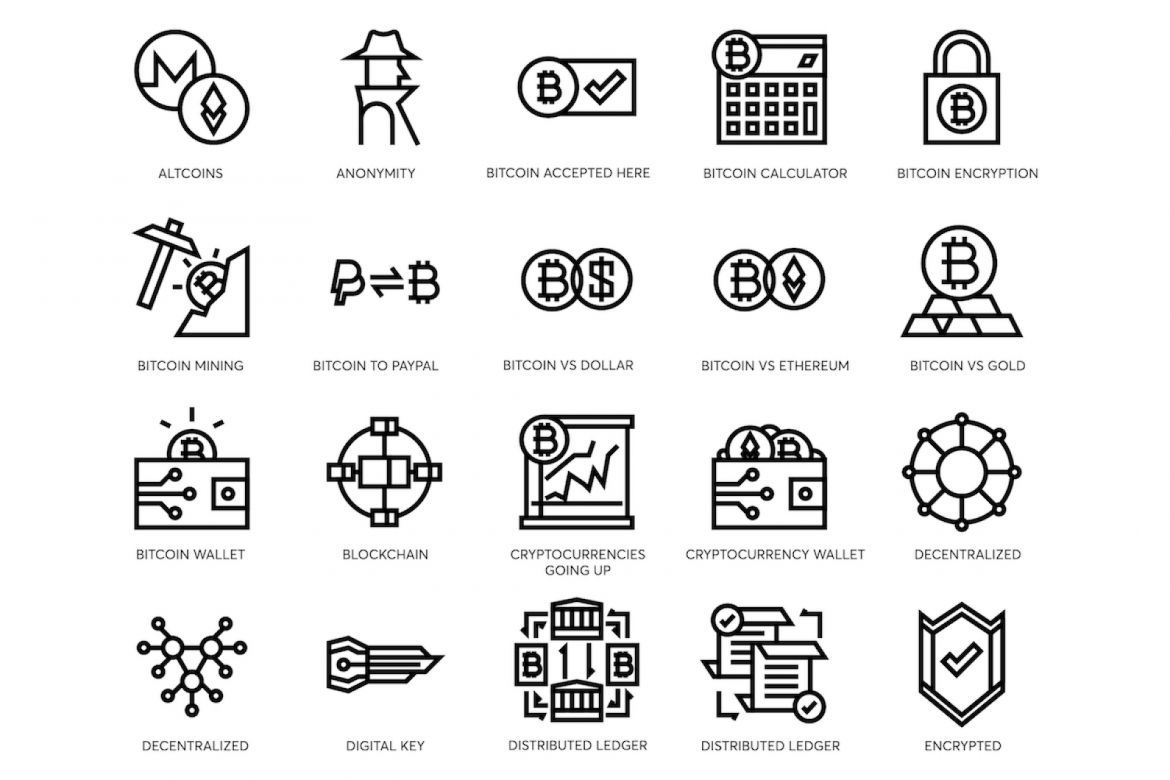74 Bitcoin & Cryptocurrency Line Icons alt