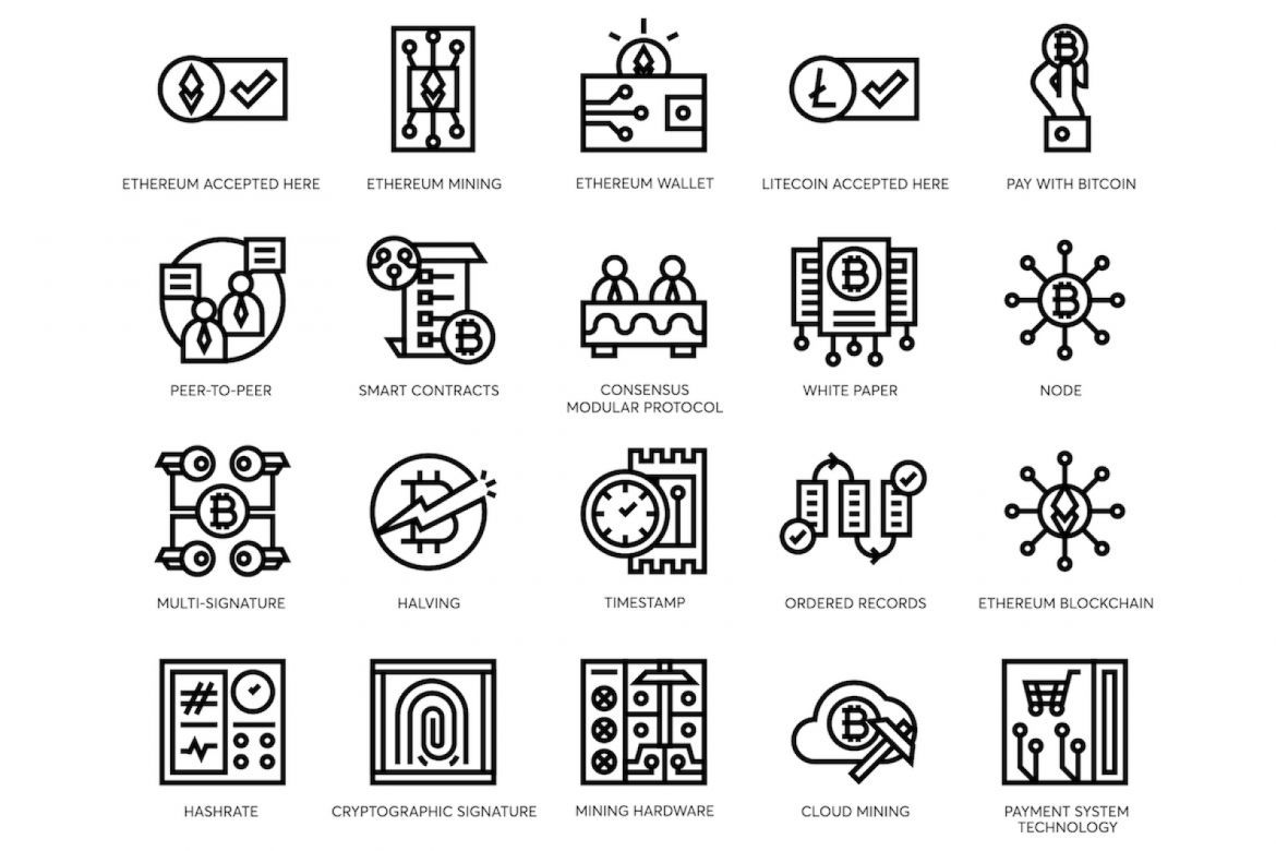 74 Bitcoin & Cryptocurrency Line Icons - view 3