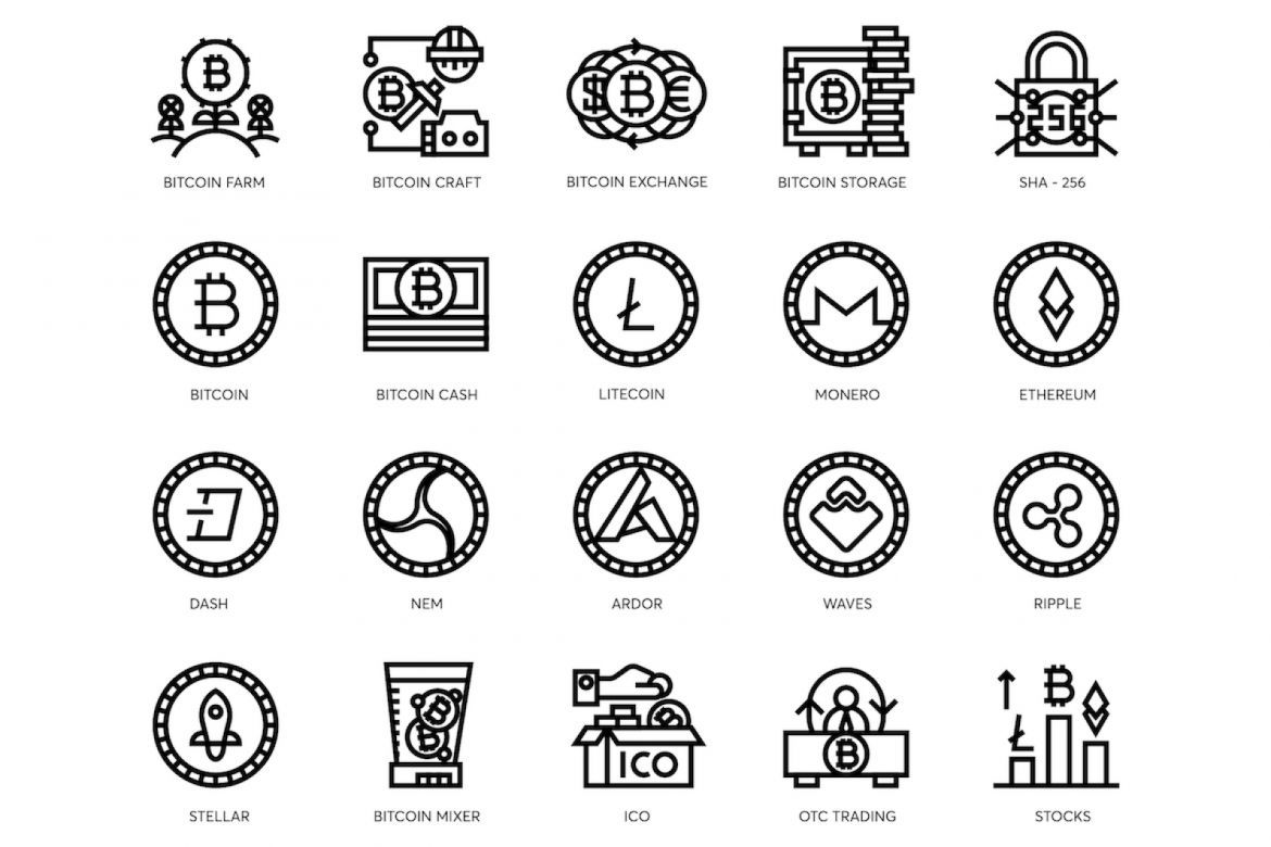 74 Bitcoin & Cryptocurrency Line Icons - view 4