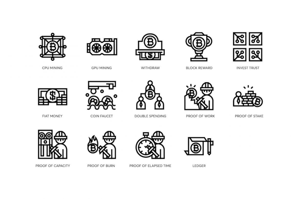 74 Bitcoin & Cryptocurrency Line Icons - view 5