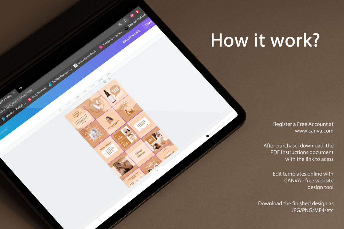 Dull Skincare Puzzle Instagram | Free CANVA Template  - view 4