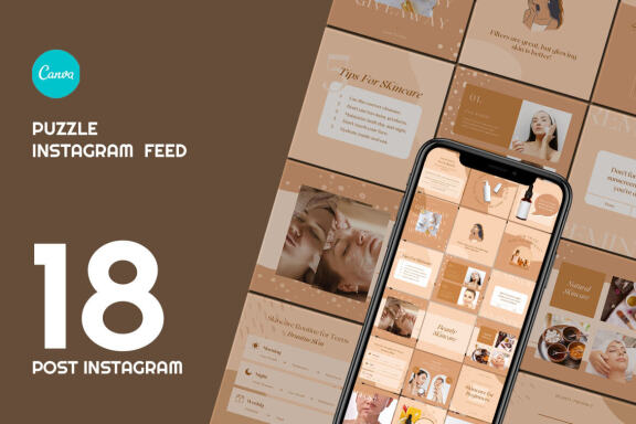 Dull Skincare Puzzle Instagram | Free CANVA Template 