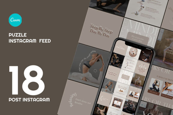 Yoga Exercise Puzzle Instagram | Free CANVA Template