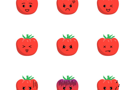 FREE cute tomato illsutration set with various expressions