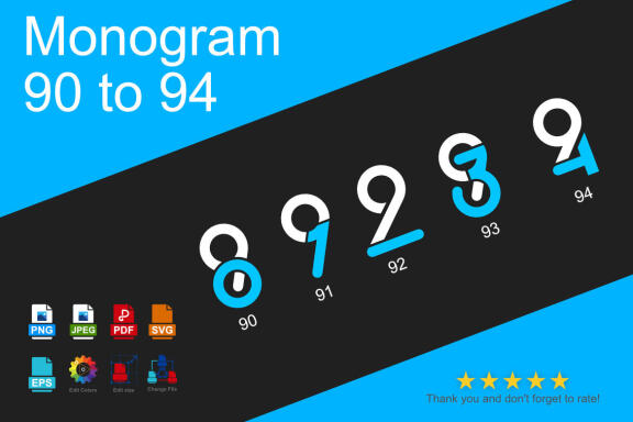 Monogram 90 to 94 - Free Logo