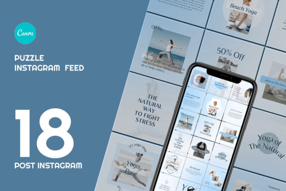 Yoga Beach Puzzle Instagram | Free CANVA Template