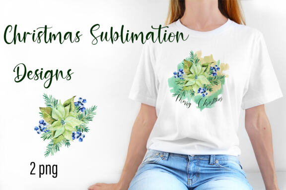 Free Christmas Sublimation Design - Poinsettia