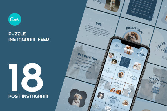 Dogs Pet Puzzle Instagram | Free CANVA Template 