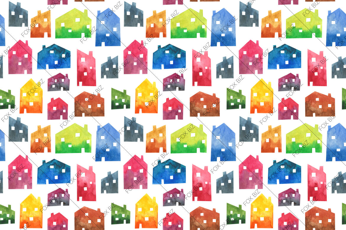 Watercolor Houses - FREE Pattern - view 3