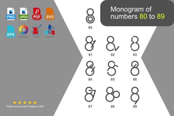 Monogram 80 to 89 - Free Logo