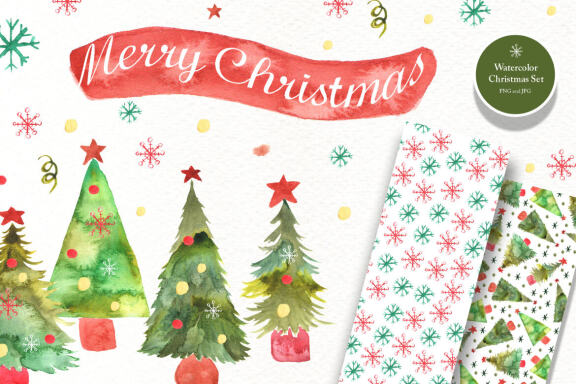 FREE Watercolor Christmas Tree