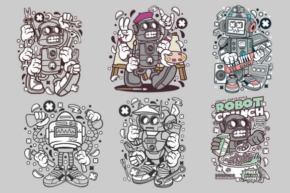 6 Robot Cartoon Character 2