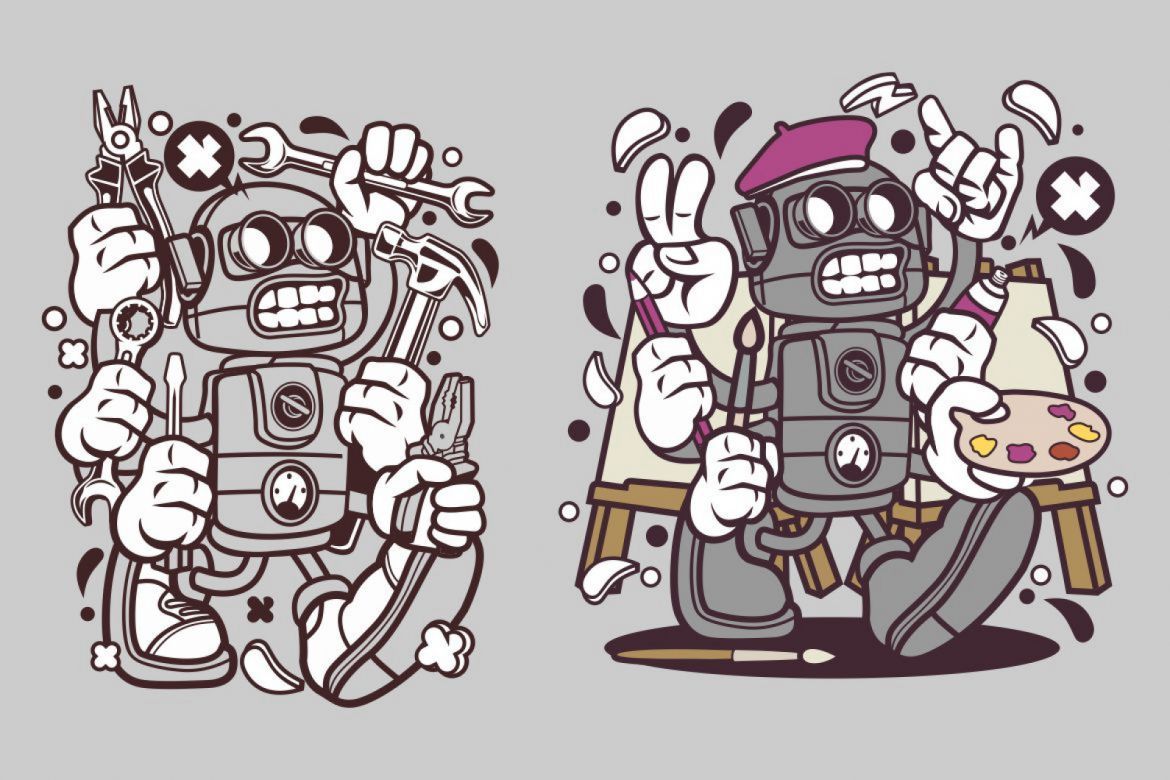 6 Robot Cartoon Character 2 alternate