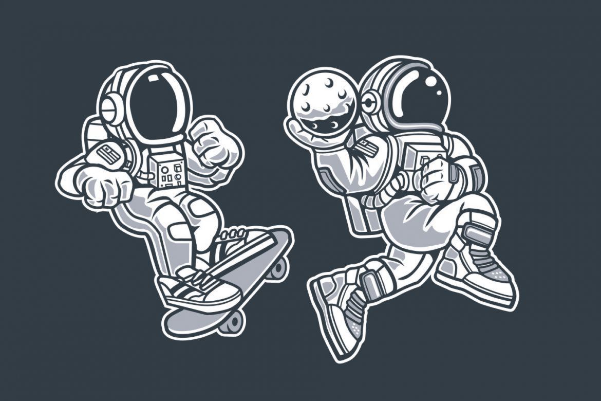 6 Astronaut Cartoon Character 2 alternate